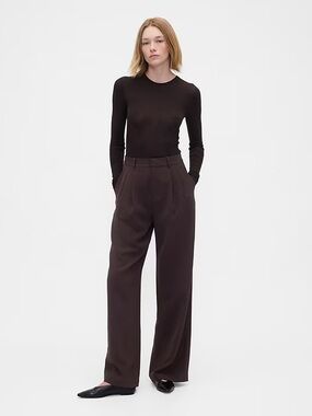 NWT! GAP Terra Brown 365 High Rise Pleated Trousers - Size 12 Tall #800532